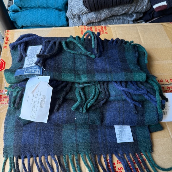 Polo Ralph Lauren Men Original Label Cashmere Tartan Plaid Scarf Green Multi-O/S - Picture 12 of 12